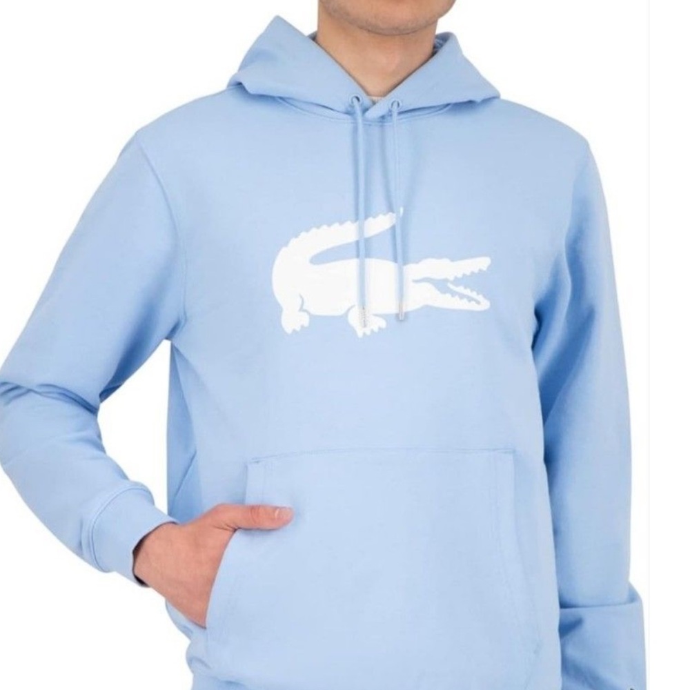 Men’s🐦‍🔥Lacoste Croc Logo Pullover Hoodie Pastel Blue XL